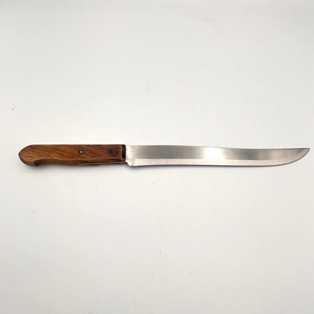 Vintage 1970s‎ Ekco Eterna Slicer Knife Stainless Steel USA Wood Handle 12.5